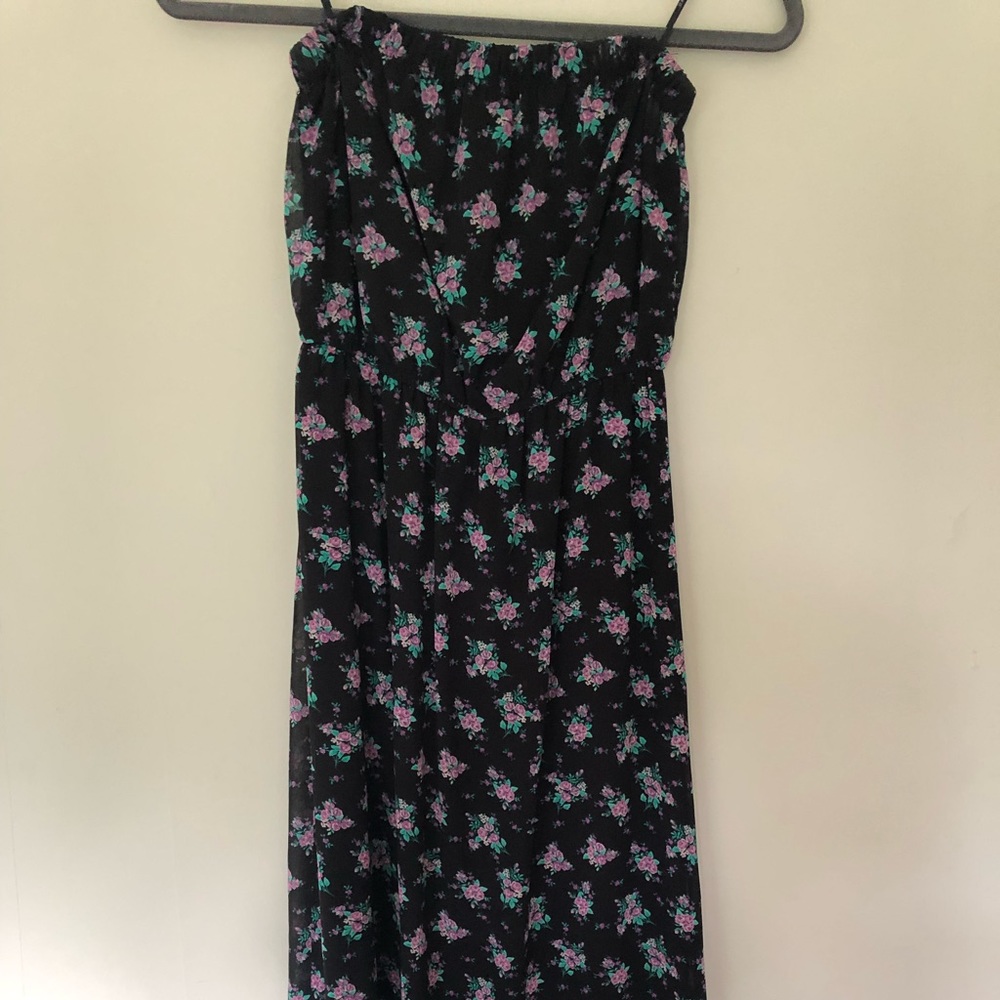 Strapless floral maxi dress